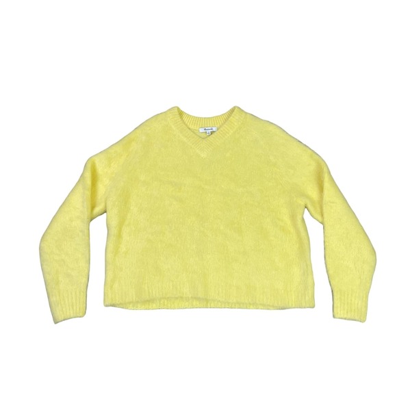 Madewell Brushed Ralph V Neck Pullover Alpaca Wool Blend Sweater US Womens S New - Picture 5 of 6